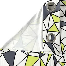 Cortina White & Grey Set of 2 Digital Printed Window Curtains image 4