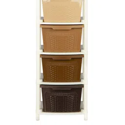 Kuber Industries Brown & Camel Brown Plastic Modular 4 Drawer Storage Rack image 3