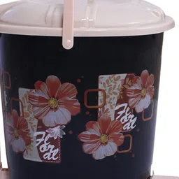 Kuber Industries Black & Cream 2 Pcs Printed Durable Pedal Dustbins With Handle 7L Each image 2