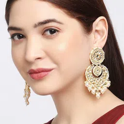 OOMPH Kundan Heart Shaped Chandbalis-23