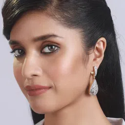 Jazz and Sizzle Gold Plated Teardrop Shaped Drop Earrings image 3