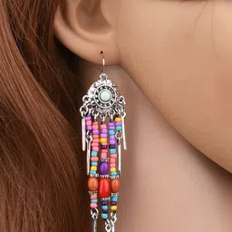 Young & Forever Silver-Plated Teardrop Shaped Oxidized Drop Earrings image 4