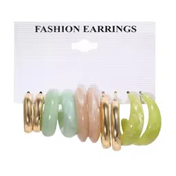Bohey by KARATCART Set of 5 Gold-Plated Contemporary Half Hoops Earrings image 4