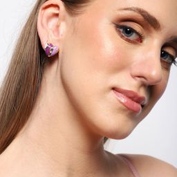 SOHI Gold Plated Heart Shaped Stone Studded Studs Earrings-image-10