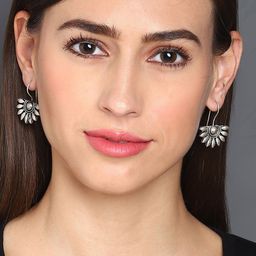 SOHI Silver-Plated Floral Drop Earrings-0