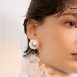 SALVE Stainless Steel Pearls Beaded Circular Studs Earrings image 5
