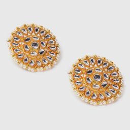 SOHI Gold-Plated Circular Studs Earrings image 2