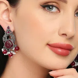 OOMPH Floral Artificial Beads & Stones Drop Earrings-22