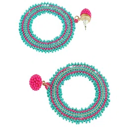 UNIVERSITY TRENDZ Gold Plated Artificial Beads Circular Drop Earrings image 5