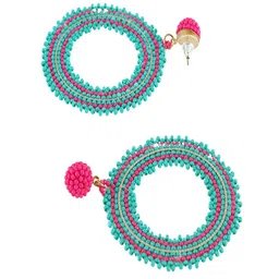 UNIVERSITY TRENDZ Gold Plated Artificial Beads Circular Drop Earrings image 4