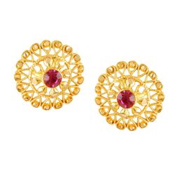 Vighnaharta Set Of 4 Gold Plated Circular Studs image 4