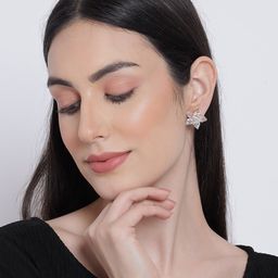 DressBerry Silver-Plated Floral Studs Earrings-16