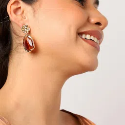 SOHI Gold-Plated Contemporary Drop Earrings image 4