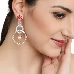 Anouk Rose Gold-Plated Circular Shaped Drop Earrings-42