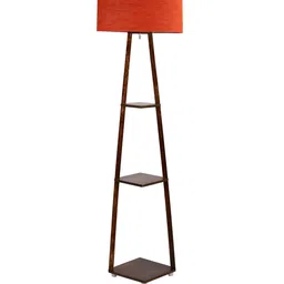 SANDED EDGE Rust 3 Tier Shelf Space Cylindrical Contemporary Floor Lamp image 5