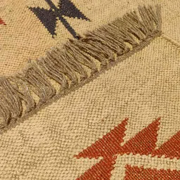 Budhrajrugs Beige & Red Jute Geometric Rectangular Dhurrie image 5