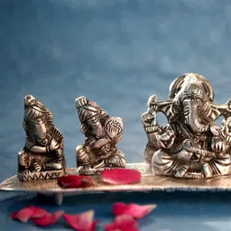 INTERNATIONAL GIFT Silver Plated Religious Brass Musical Ganesh God Showpieces-image-101