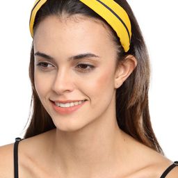 YouBella Yellow & Navy Blue Striped Hairband-16