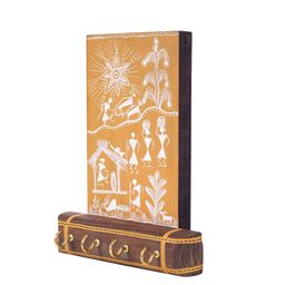 AAKRITI ART CREATIONS Brown & Yellow Warli Printed Key Holder image 5