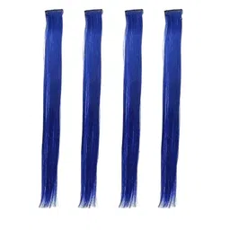 CRIBE Set Of 4 Clip-In Coloured Strand Straight Hair Extensions - Blue - 22 Inch-14
