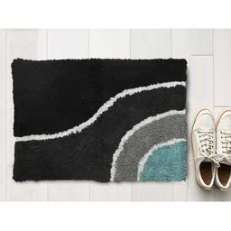 AAZEEM Black & White 3 Pieces Cotton Anti Skid Rectangle Doormats-image-15