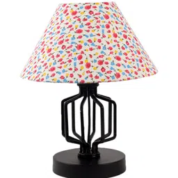 Devansh White & Pink Cotton Table Lamp with Iron Base image 5