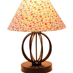 Devansh Multicoloured Printed Cotton Table Lamp With Iron Base image 2