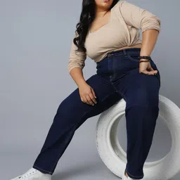 Freeform by High Star Women Plus Size Straight Fit High-Rise Clean Look Stretchable Jeans-image-36