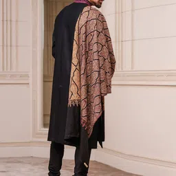 Tasva Men Black Yoke Design Thread Work Kurta with Churidar & With Dupatta image 3