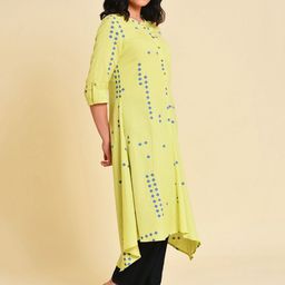 W Geometric Printed Asymmetric A-Line Kurta with Trousers image 4