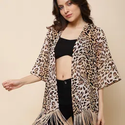 UnaOne Abstract Printed Open Front Shrug image 4