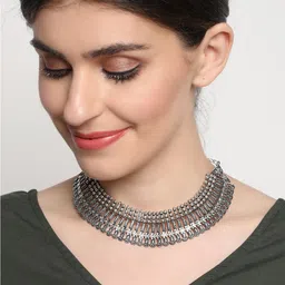 Sangria Silver-Plated Textured Necklace-18