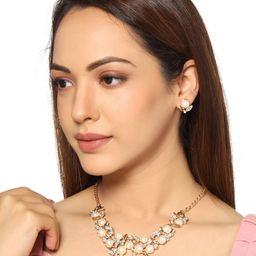 Unwind by Yellow Chimes Woman Gold plated White pearl Studdded Necklace-image-28