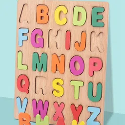 CHOCOZONE Kids Set of 3 Brown Wooden Learning Board Alphabets, Numbers & Shapes Puzzle Toys image 2
