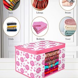 Kuber Industries Pink Set of 9 Printed Saree Organisers image 2