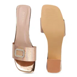Mast & Harbour Rose Gold-Toned Embellished Open Toe Block heels image 4