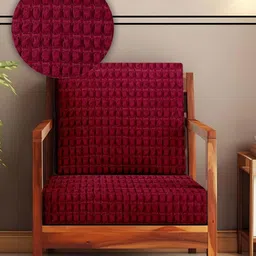 Cortina Maroon Solid Polyester 1 Piece Sofa Cover-image-2