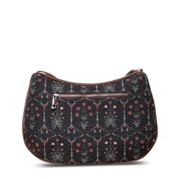 ZOUK Black Ethnic Motifs Printed Half Moon Hobo Bag image 4