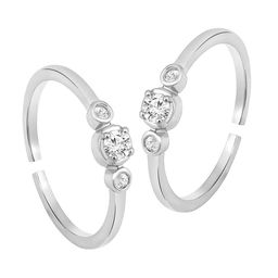 Peora Silver-Plated Cubic Zirconia Studded Toe Rings image 4