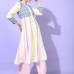 Vishudh Women Floral Viscose Rayon Kurta with Trouser with Dupatta image 2