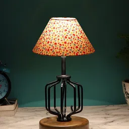 Devansh White & Red Printed Table Lamp With Shade image 5