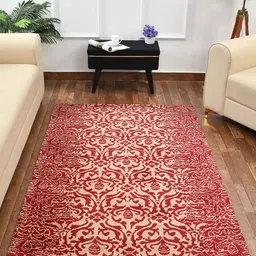 PRESTO Red & Gold-Toned Ethnic Motif Printed No-Shred Carpet-40