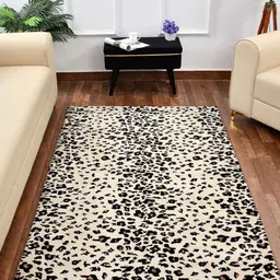 PRESTO Black & Cream-Coloured Abstract Printed No Shredding Carpet image 1