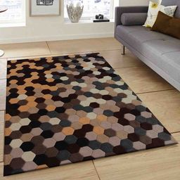 PRESTO Black Geometric Hand-Tufted Wool Carpets-30