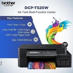 Brother DCP-T525W (Print Scan Copy) WiFi Ink Tank Printer, 128 MB Memory, Print Up to 15K Pages in Black and 5K in Color Each for (CMY), Get an Extra Black Ink Bottle, Free Installation image 4
