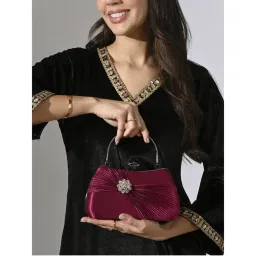 Lavie Signature Maroon Womens Bangor Handle Frame Clutch (M)-picture-31