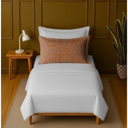 Mayfair Homes London 100% Luxury Cotton Single Bedsheet With 1 Printed Pillow cover Orange-picture-5