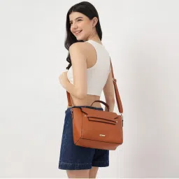 fastrack accessories Fastrack Women Solid Brown Satchel Bag-picture-13