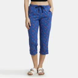 Jockey RX66 Women Super Combed Cotton Printed Elastane Slim Fit Capri - Blue Quartz-picture-8