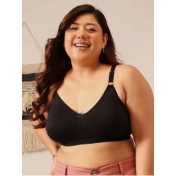 Clovia Cotton Solid Non-Padded Full Cup Wire Free T-Shirt Bra - Black-picture-24